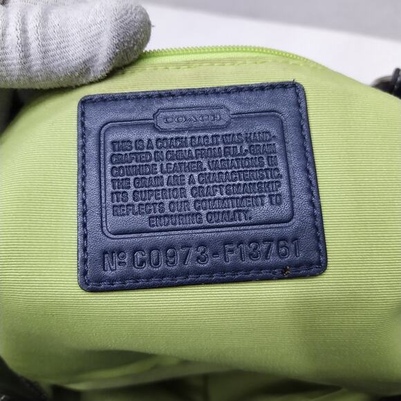 Coach Navy Blue Patent Leather Double Handles Zipper Closure Tote Bag - Picture 12 of 16